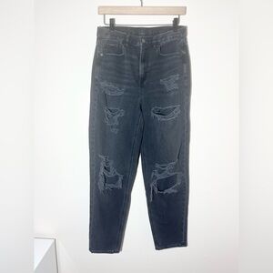 AMERICAN EAGLE AEO High Waist Black Heavy Distressed 90s Relaxed Mom Jeans‎ | 6L